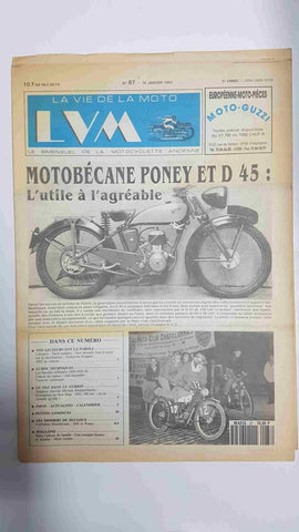 La vie de la moto  LVM numero 87 - 15 janvier 1992 - Motobecane Poney Et D45