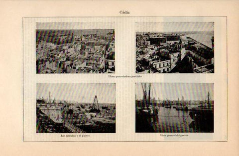 LAMINA V16699: Vistas panoramicas y parciales de Cadiz