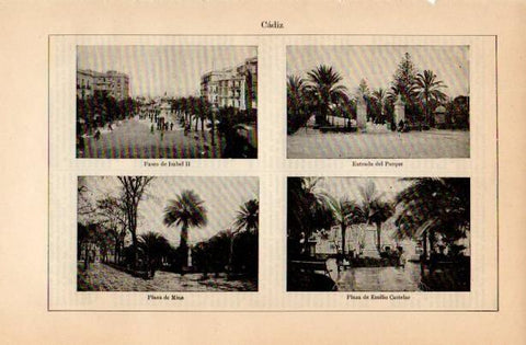 LAMINA V16696: Paseo de Isabel II Plaza de Mina y Plaza de Emilio Castelar en Cadiz