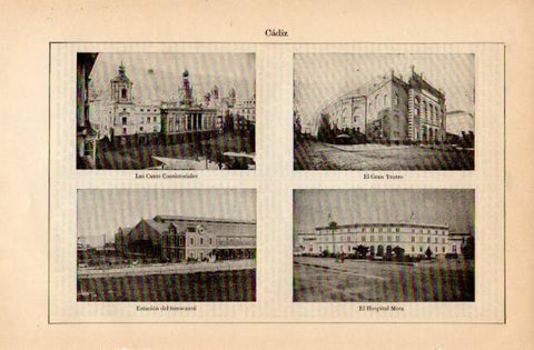 LAMINA V16695: Ayuntamiento Gran Teatro Estacion del ferrocarril de Cadiz