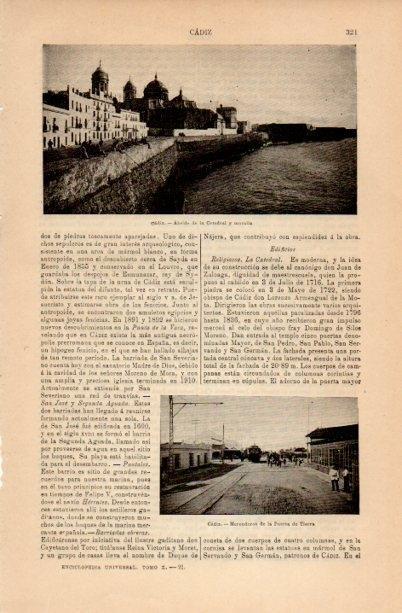 LAMINA V16693: Vista de la Catedral y muralla de Cadiz