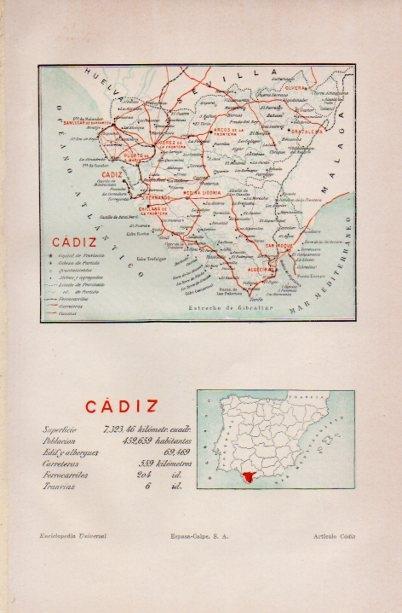 LAMINA V16691: Mapa de la provincia de Cadiz