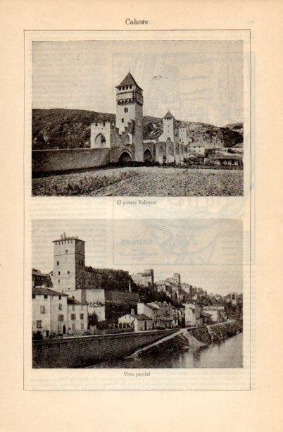 LAMINA V16716: Vista parcial y puente de Valentre en Cahors