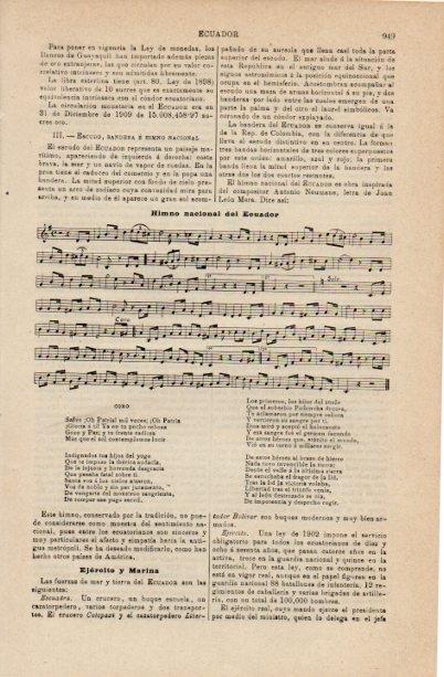 LAMINA V16624: Himno nacional de Ecuador