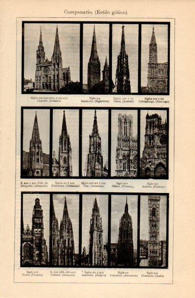 LAMINA V16824: Tipos de campanario de estilo gotico