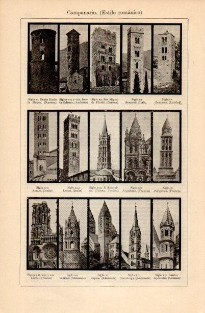 LAMINA V16823: Tipos de campanario de estilo romanico