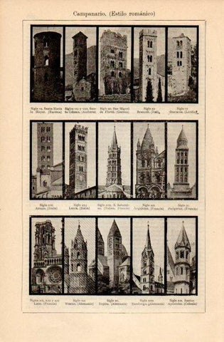 LAMINA V16823: Tipos de campanario de estilo romanico