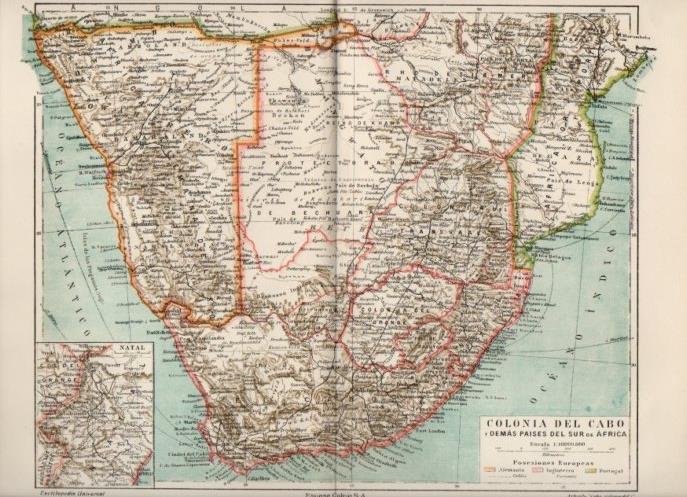 LAMINA V16886: Mapa de Colonia del Cabo y demas paises del Sur de Africa