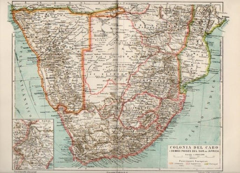 LAMINA V16886: Mapa de Colonia del Cabo y demas paises del Sur de Africa