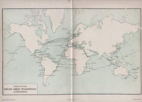 LAMINA V16885: Mapamundi con los cables telegraficos submarinos