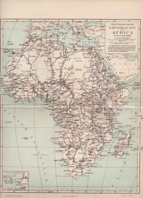 LAMINA V16866: Mapa principales viajes de exploracion en Africa
