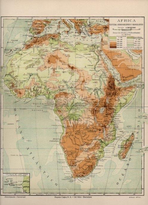 LAMINA V16868: Mapa sistema hidrografico y orografico de Africa