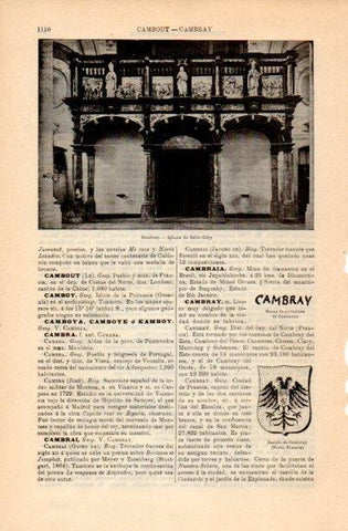LAMINA V16804: Iglesia y escudo de Cambray, Francia