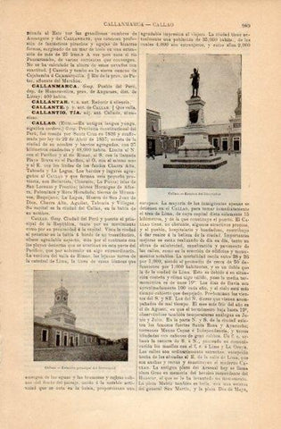LAMINA V16789: Estacion del ferrocarril  y estatua del libertador de Callao, Peru