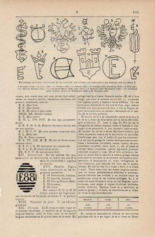 LAMINA V16603: Filigranas de papel con la letra E
