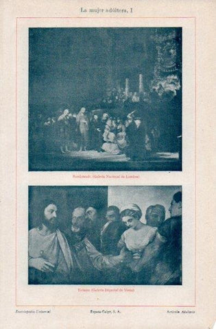 LAMINA V16414: La mujer adultera por Rembrandt y Ticiano