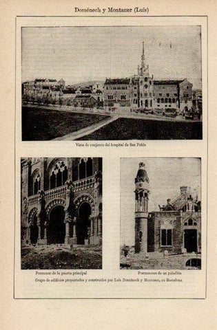LAMINA V16452: Edificios en Barcelona por Luis Domenech y Montaner