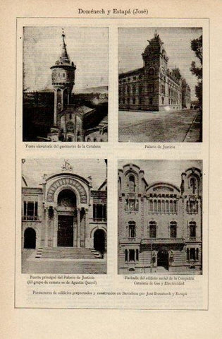 LAMINA V16451: Edificios en Barcelona por Jose Domenech y Estapa