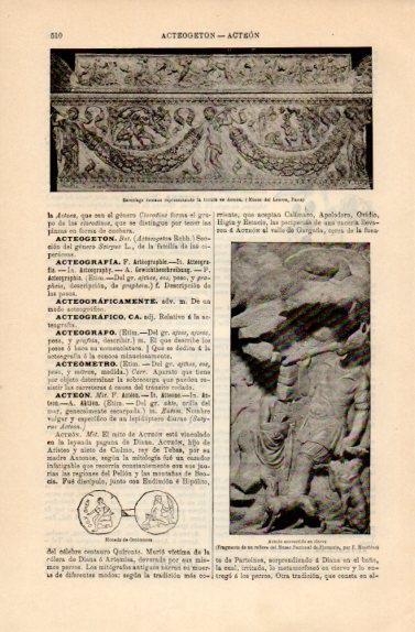LAMINA V16325: Sarcofago romano representado la fabula de Acteon