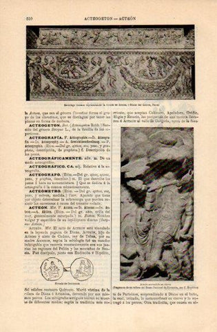 LAMINA V16325: Sarcofago romano representado la fabula de Acteon
