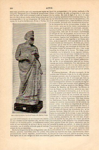 LAMINA V16329: Actor griego con mascara figurita de Tanagra