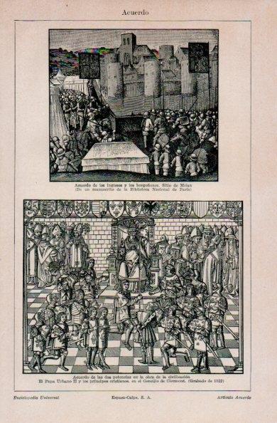 LAMINA V16350: Papa Urbano II y los principes cristianos en el Concilio de Clermont grabado de 1522