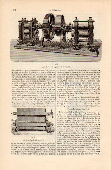 LAMINA V16353: Acuñacion laminador para la preparacion de las barras