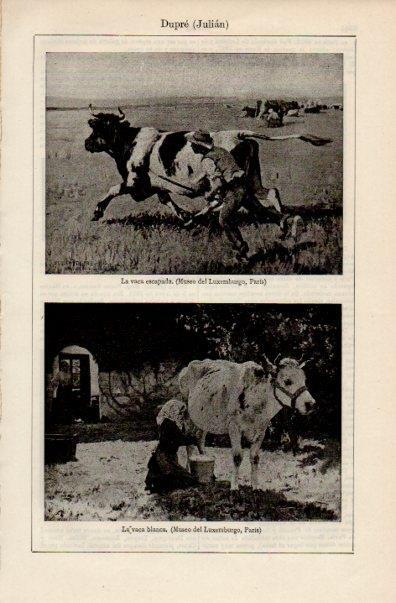 LAMINA V16565: La vaca escapada y la vaca blanca por Dupre
