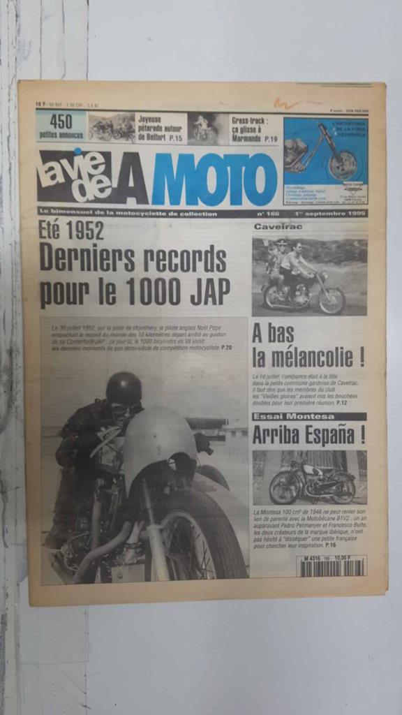 La Vie de la Moto, Numero 166: 1er septembre 1995 - Ete 1952 derniers records pour le 1000 JAP