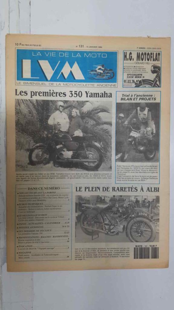 La vie de la moto  LVM numero 131, 15 janvie 1994 - Les premières 350 Yamaha