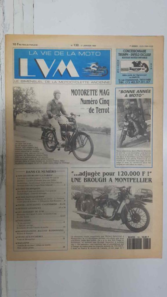 La vie de la moto  LVM numero 130, 1er janvier 1994 - Motorette MAG numero Cinq de Terrot