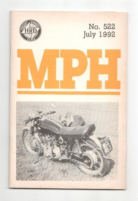 Revista / magazine MPH num 522, july 1992: Vincent HRD Owners Club - cover picture Jeff Bowen