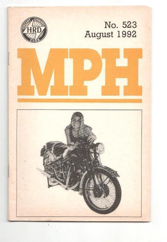 Revista / magazine MPH num 523, august 1992: Vincent HRD Owners Club - cover picture Jennifer Anderson