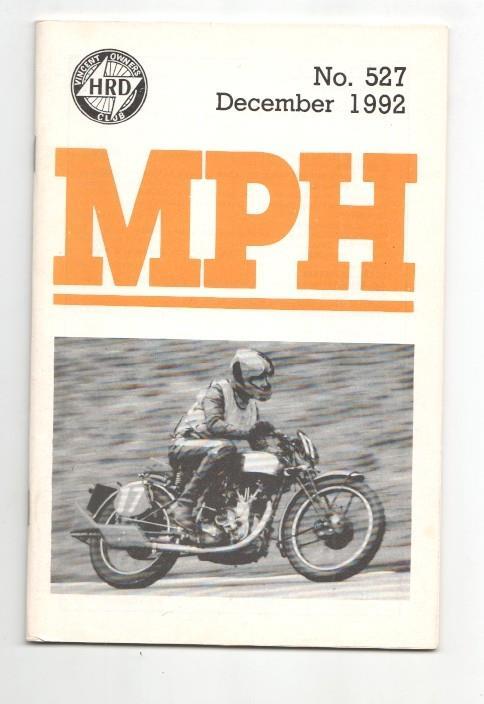 Revista / magazine MPH num 527, december 1992: Vincent HRD Owners Club - cover picture Gary Tindle riding his 1936 Comet Special