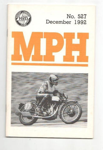 Revista / magazine MPH num 527, december 1992: Vincent HRD Owners Club - cover picture Gary Tindle riding his 1936 Comet Special