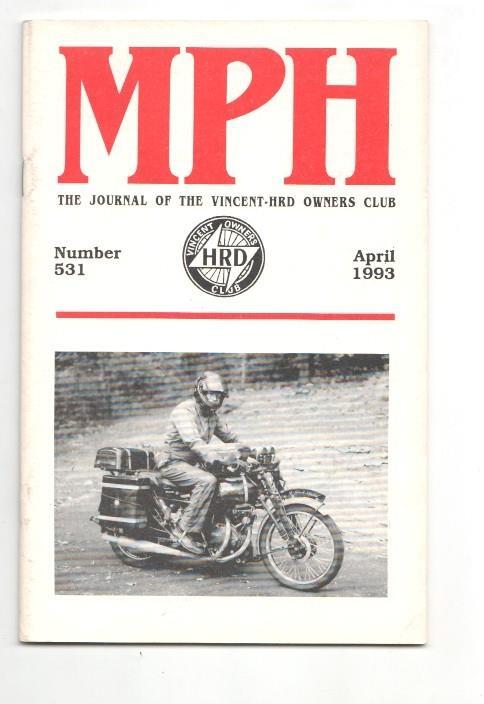 Revista / magazine MPH num 531, april 1993: Vincent HRD Owners Club - cover picture Bill Easter with his Black Shadow in Nashville