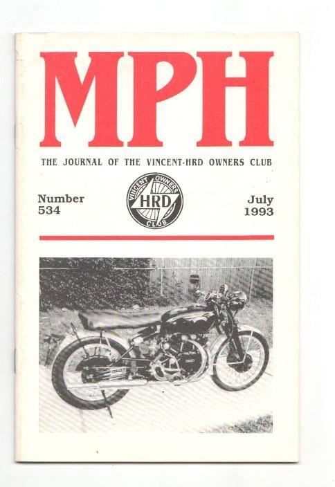 Revista / magazine MPH num 534, july 1993: Vincent HRD Owners Club - cover picture Sid Biberman's 1952 Black Shadow