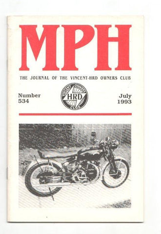 Revista / magazine MPH num 534, july 1993: Vincent HRD Owners Club - cover picture Sid Biberman's 1952 Black Shadow
