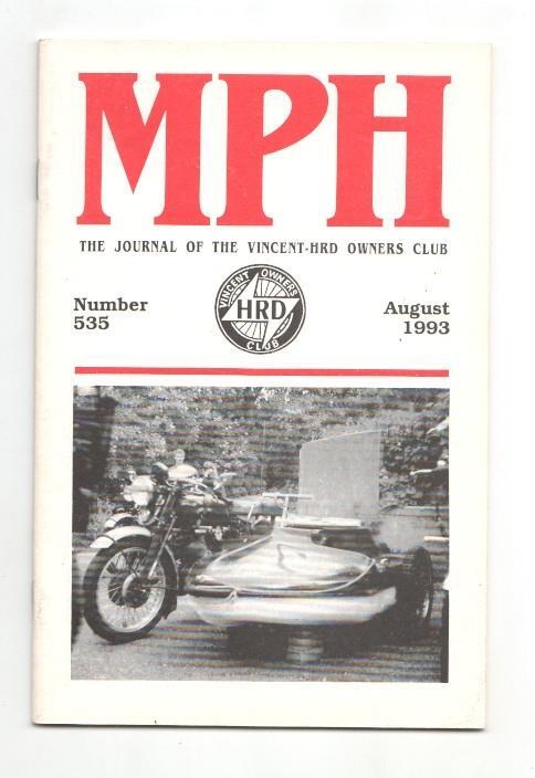 Revista / magazine MPH num 535, august 1993: Vincent HRD Owners Club - cover picture Andy Everett's "Fokker"