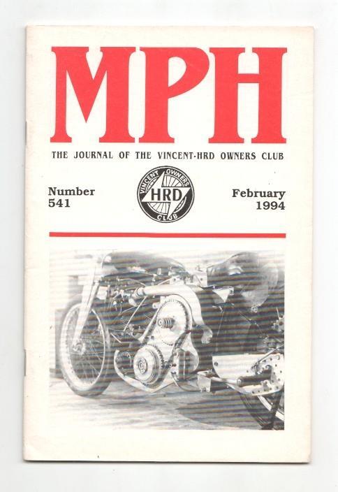 Revista / magazine MPH num 541, february 1994: Vincent HRD Owners Club - cover picture Joe Simpson Black Lightning