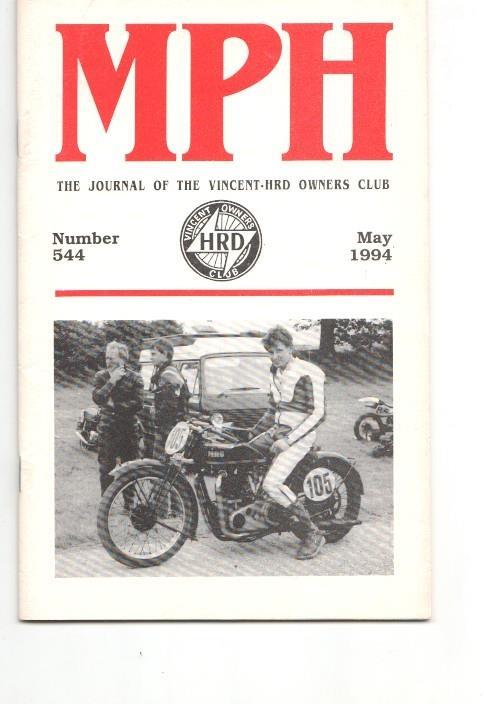 Revista / magazine MPH num 544, may 1994: Vincent HRD Owners Club - cover picture Andy Davenport with a Super 90