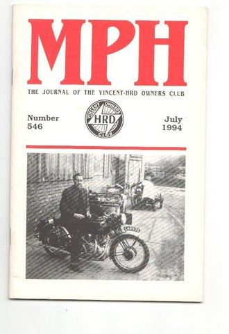 Revista / magazine MPH num 546, july 1994: Vincent HRD Owners Club - cover picture Paul Richardson on a 'B' Rapide