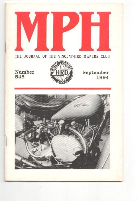 Revista / magazine MPH num 548, september 1994: Vincent HRD Owners Club - cover picture Vindian detail