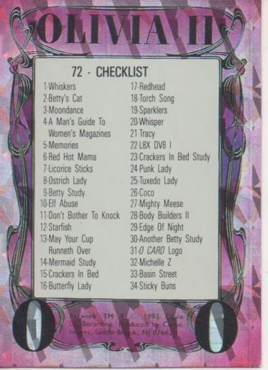 Cromo E003487: Trading Card. Olivia II, nº 72 checklist