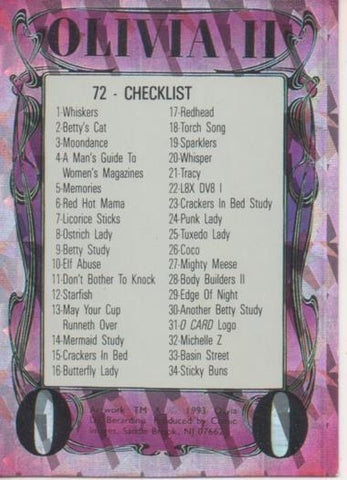 Cromo E003487: Trading Card. Olivia II, nº 72 checklist