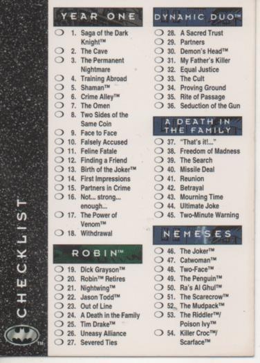Cromo E003062: Trading Card. SkyBox. Batma, Checklist