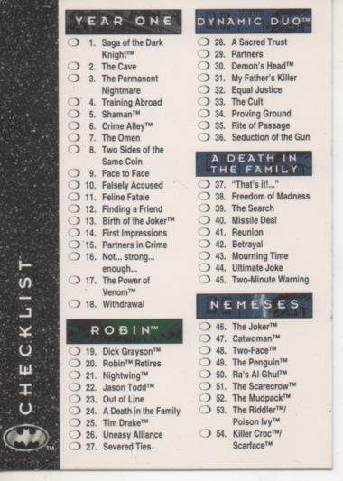 Cromo E003146: Trading Card,SkyBox. Batman Checklist