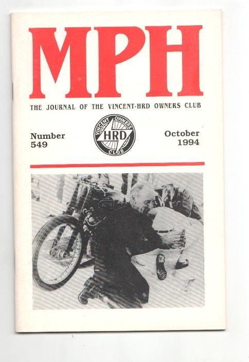 Revista / magazine MPH num 549, october 1994: Vincent HRD Owners Club - cover picture Rollie Free at Bonneville in 1949