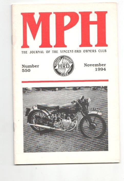 Revista / magazine MPH num 550, november 1994: Vincent HRD Owners Club