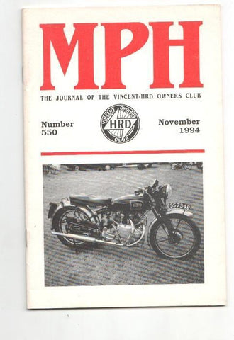 Revista / magazine MPH num 550, november 1994: Vincent HRD Owners Club